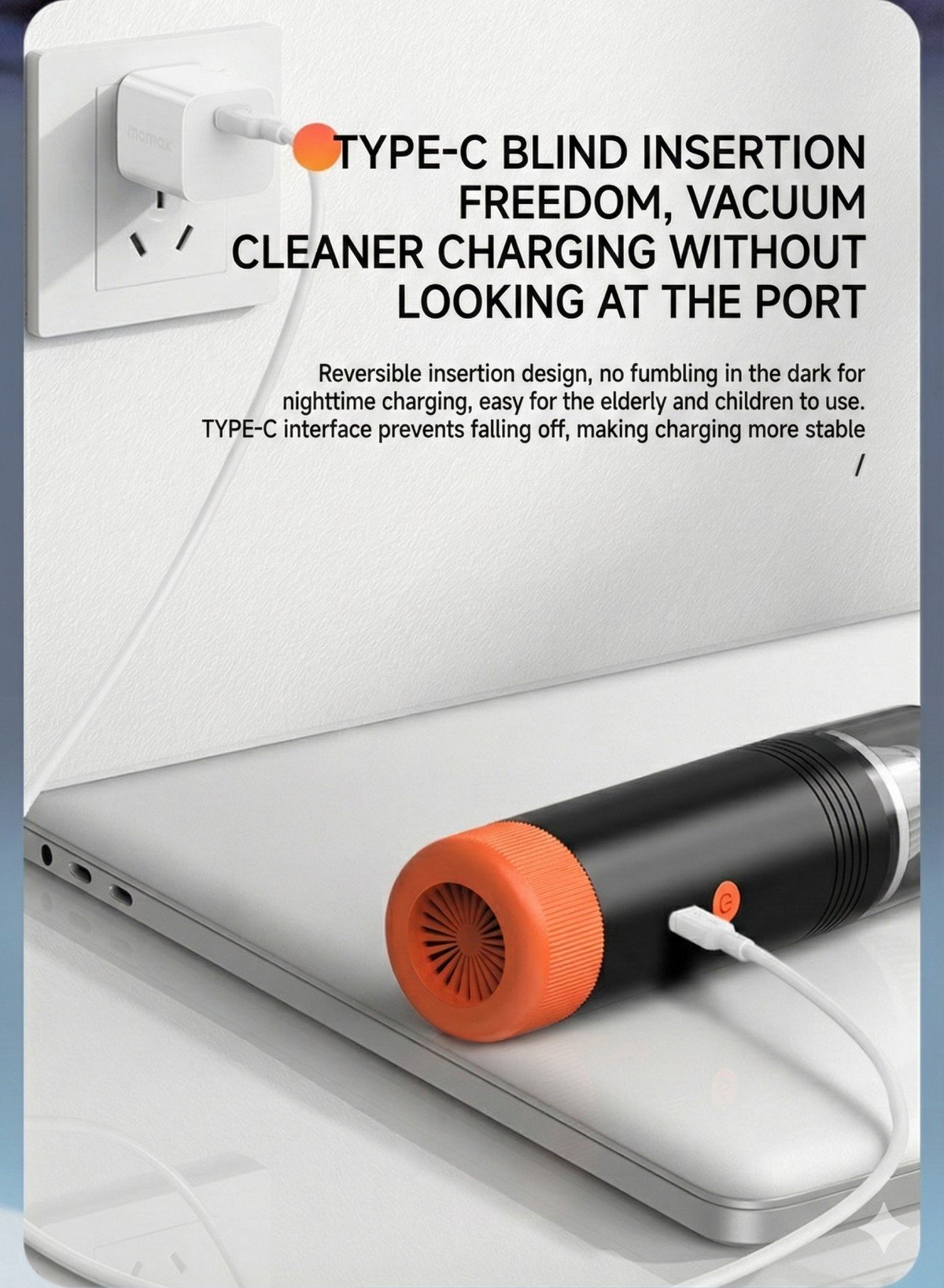 Hand holding mini cordless vacuum cleaning car cup holder