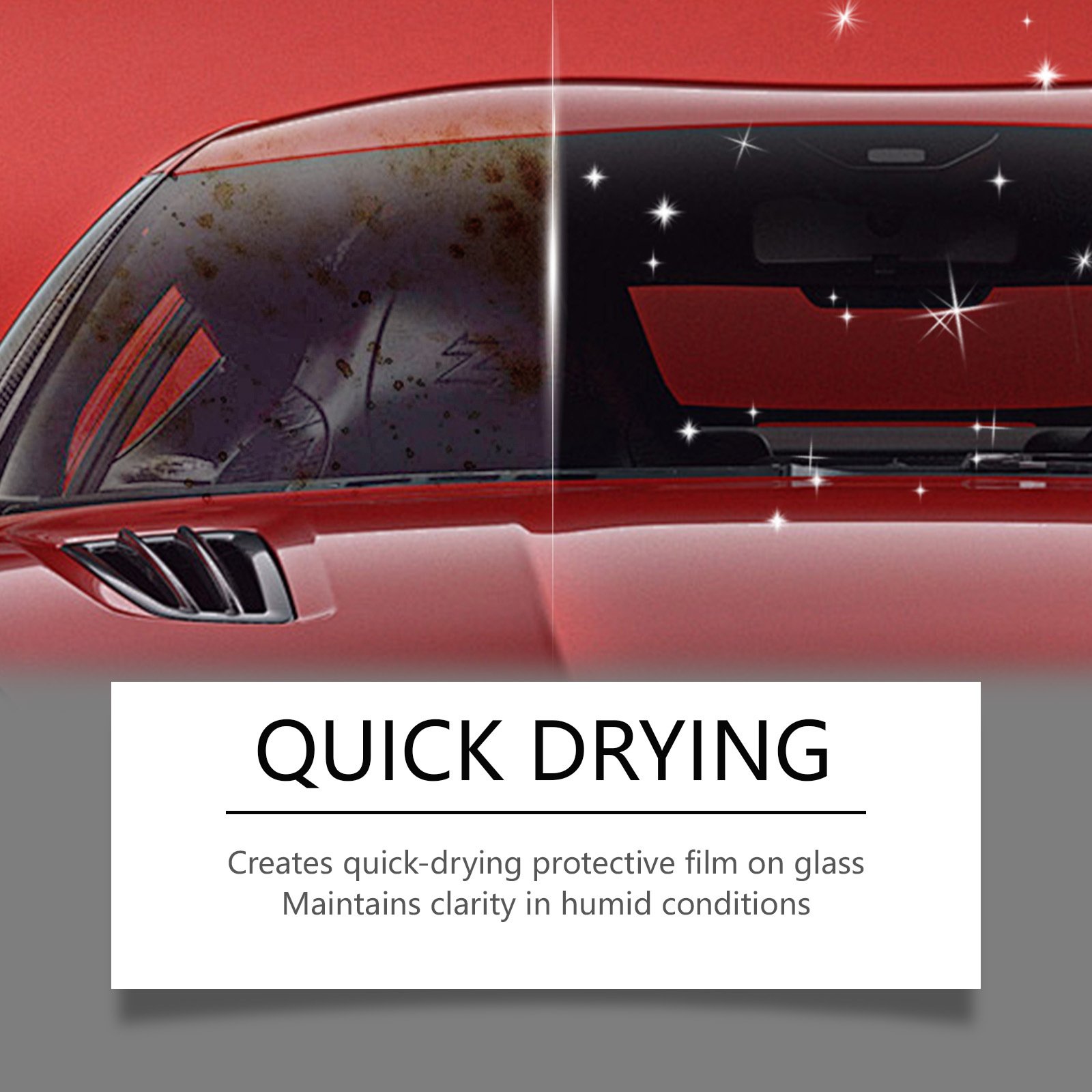 Ceramic paint sealant spray bottle next to shiny red car