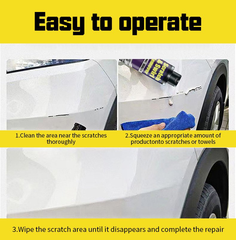 Car scratch remover kit featuring nano sparkle cloth and scratch repair cream for removing light automotive paint scratches