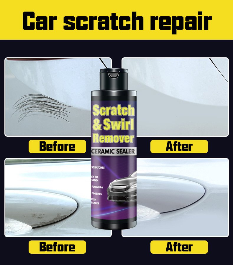 Car scratch remover kit featuring nano sparkle cloth and scratch repair cream for removing light automotive paint scratches
