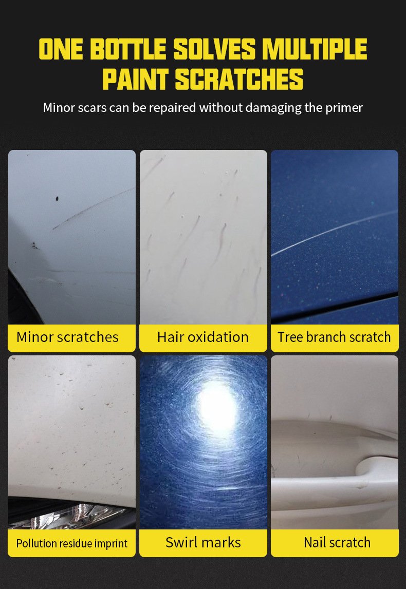 Car scratch remover kit featuring nano sparkle cloth and scratch repair cream for removing light automotive paint scratches