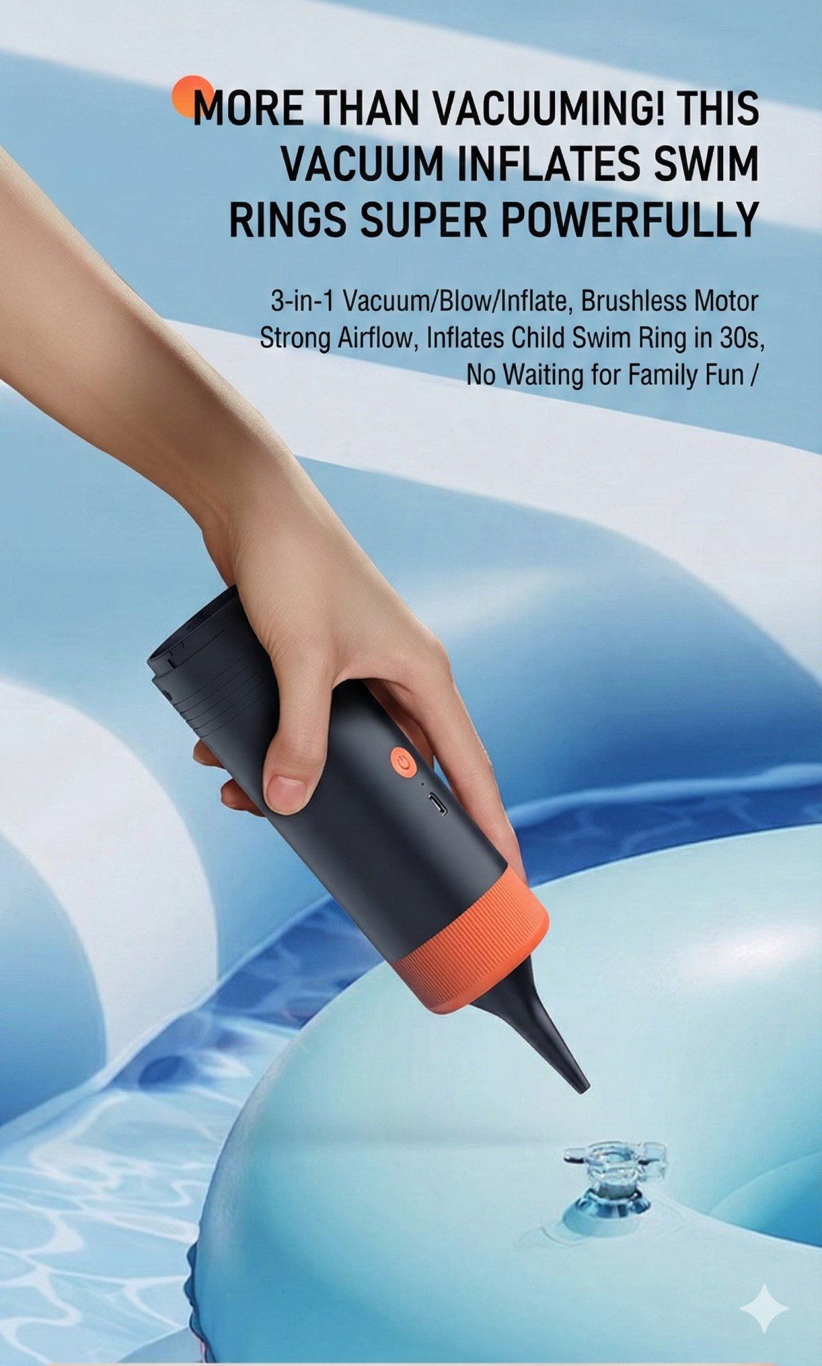 Hand holding mini cordless vacuum cleaning car cup holder