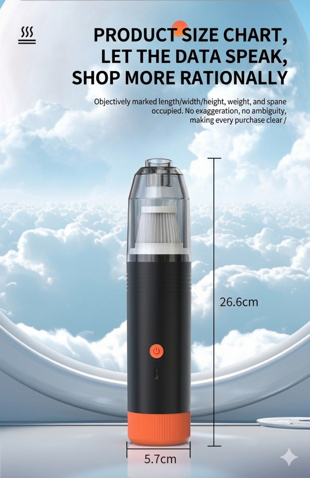 Hand holding mini cordless vacuum cleaning car cup holder